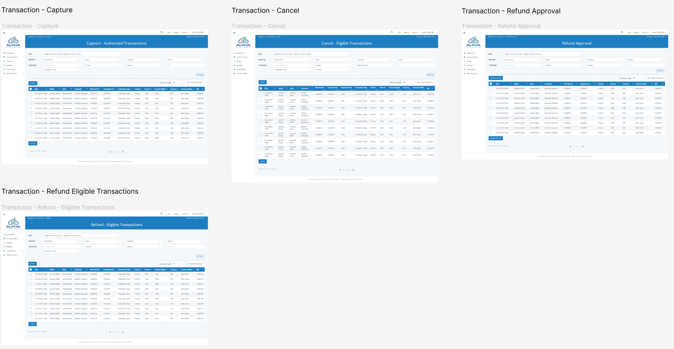 Transactions designs